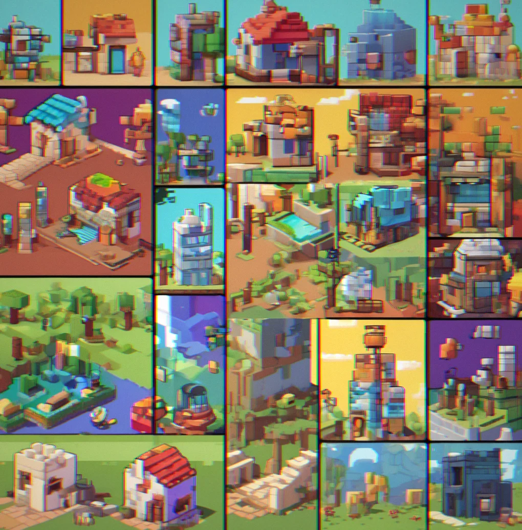 First blocks placed as a rough outline, showing basic size and shape, still looks unfinished