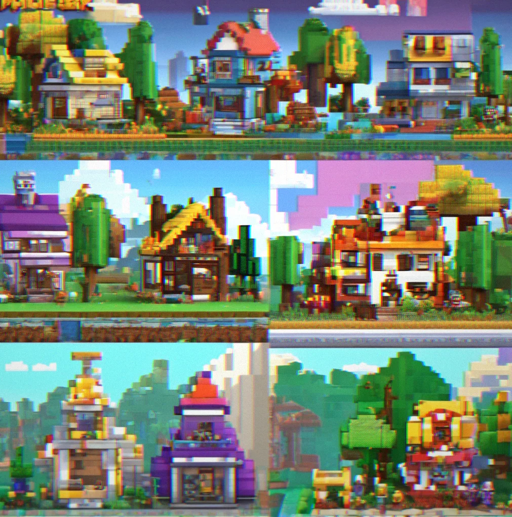 Original next to the remixed version, showing how another builder changed it with new blockks and different colors